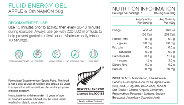 Pure Fluid Energy Gels (8 Flavours) | Pure_NIP_FluidGel_50gAppleCinn_1024x1024