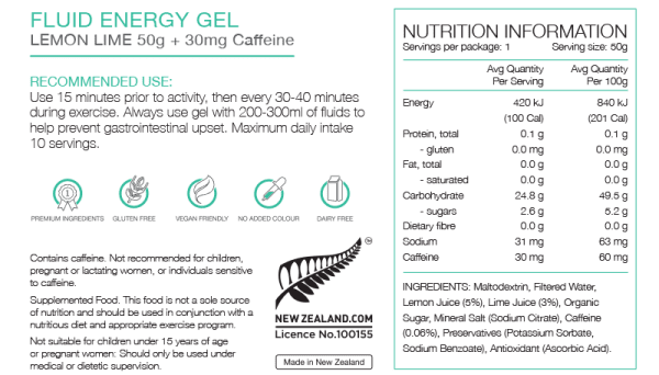 Pure Fluid Energy Gels (8 Flavours) | Pure_NIP_FluidGel_50gLemLimeCAFF_1024x1024