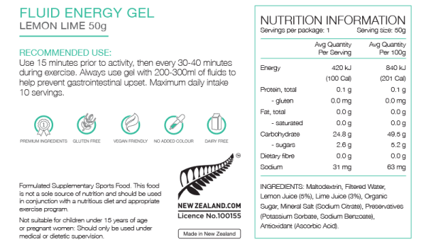 Pure Fluid Energy Gels (8 Flavours) | Pure_NIP_FluidGel_50gLemLime_1024x1024