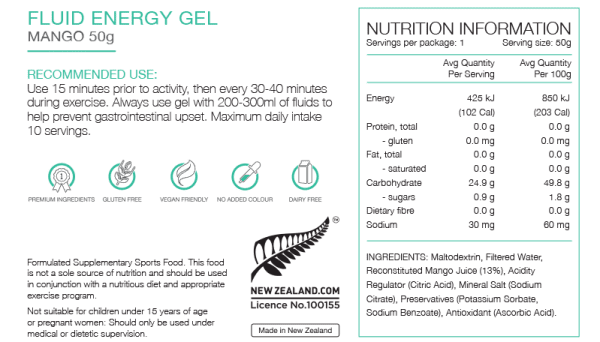 Pure Fluid Energy Gels (8 Flavours) | Pure_NIP_FluidGel_50gMango_1024x1024
