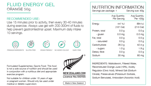 Pure Fluid Energy Gels (8 Flavours) | Pure_NIP_FluidGel_50gOrange_1024x1024