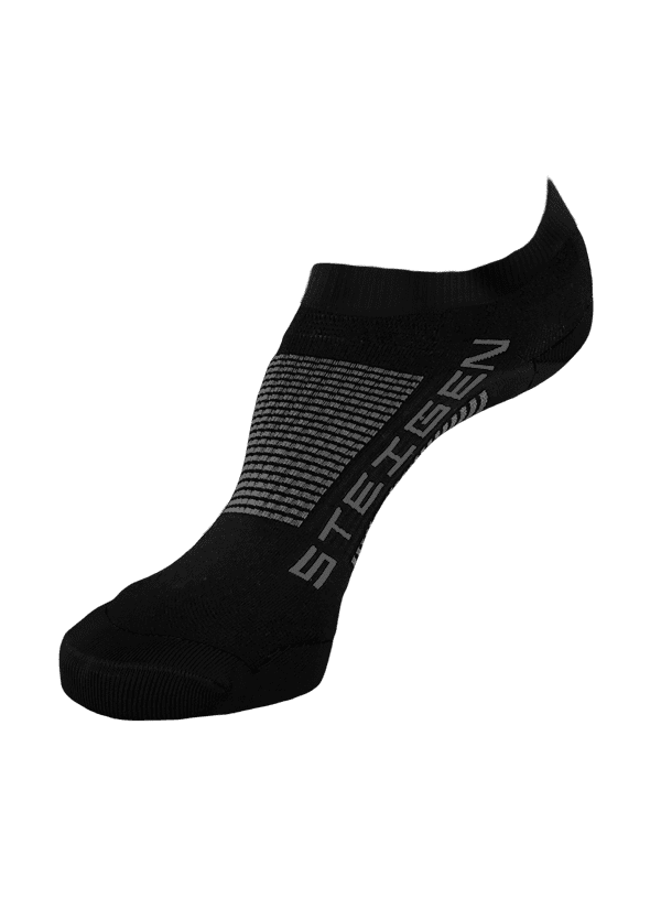 Steigen Zero Length Running Socks (14 Colours) | black-grey2-1-600x825