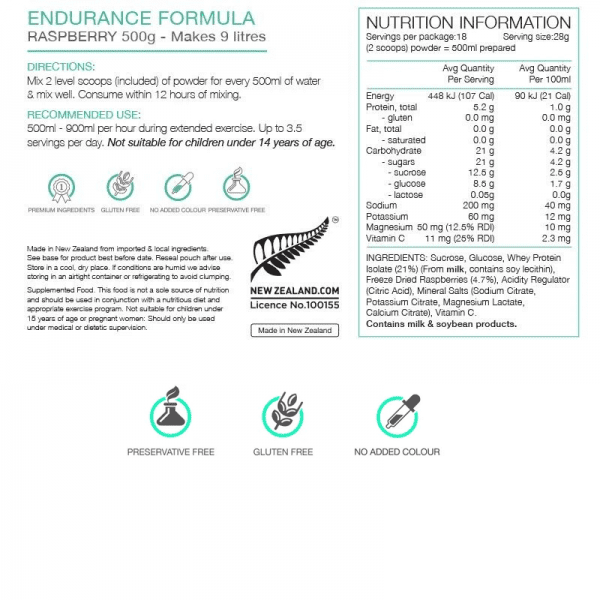 Pure Sports Nutrition Endurance Formula 500G Pouch (2 Flavours) | Nutrition