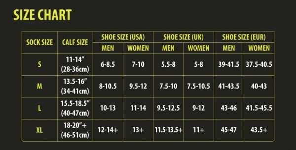 Unived Calf Compression Sleeves (2 Colours) | Unived-compression-sleeve-size-chart-2