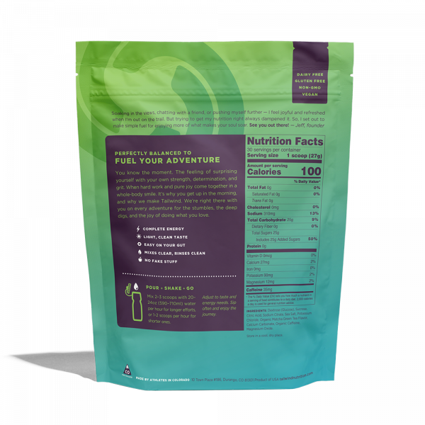 Tailwind Nutrition Endurance Fuel - 30 Servings (9 Flavours) | TW_End_Matcha_SM_SUP_Back
