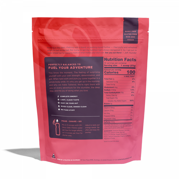 Tailwind Nutrition Endurance Fuel - 30 Servings (9 Flavours) | TW_End_Raspberry_SM_SUP_Back