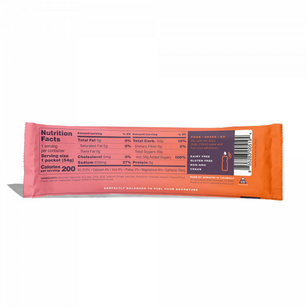 Tailwind Nutrition Endurance Fuel - Sticks 2 Servings (10 Flavours) | TW_End_Tropical_Single_Back