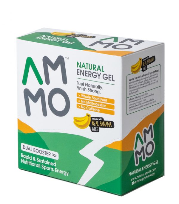 AMMO Natural Energy Gel (3 Flavours) | packshot box banana