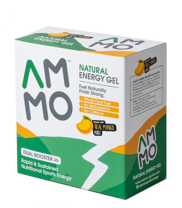 AMMO Natural Energy Gel (3 Flavours) | packshot box mango